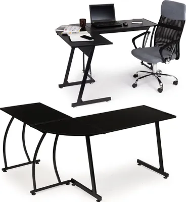 Obrázek produktu pro ModernHome PJJCT0136 Rohový psací, počítačový stůl,148 x 48 x 73,5 cm, černý