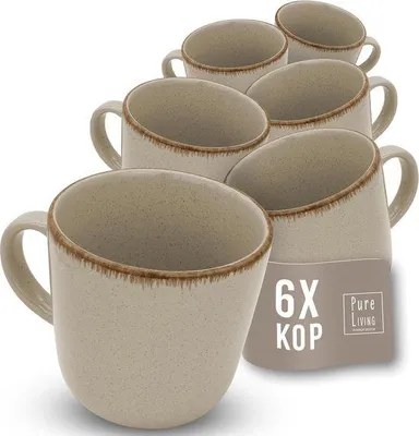 Produktbild von Famanu Kaffeetassen Set - Hochwertige Steingut Tassen - 6 Stück