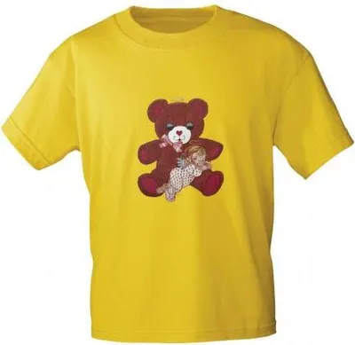 Produktbild von T-Shirt mit Print - Teddy Bär - 06948 - versch. Farben zur Wahl - Color - gelb Größe - M