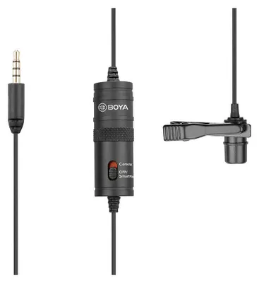 Produktbild von BOYA BY-M1, Lavalier-/Aufsteckmikrofon, -30 dB, 65 - 18000 Hz, Omnidirektional, Kabelgebunden, 3,5 mm (1/8")