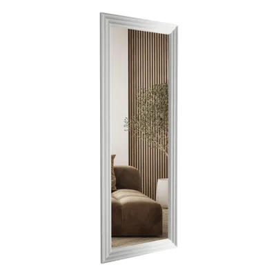 Obrázek produktu pro Zrcadlo na zeď STYLER WAVE, 50x142 cm, bílé, obdélníkové, rám z MDF, vhodné do chodby, ložnice, koupelny, moderní design, styl loft, dekorativní