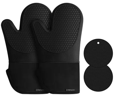 Productafbeelding van Ovenwanten Hittebestendig - Waterdichte Ovenhandschoenen - Antislip - Lange Manchetten - BBQ Fotholders - 2 Stuks - Grillhandschoenen