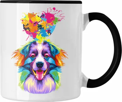 Produktbild von Trendation - Border Collies Herz Farbe Besitzer Tasse Geschenk Lustiger Spruch Geschenkidee Border Collies Liebhaber (Schwarz)