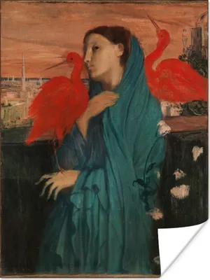 Produktbild von MuchoWow® Poster Junge Frau mit Ibis - Gemälde von Edgar Degas 90x120 cm - Wohnzimmer