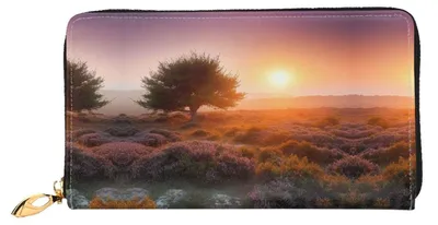 Produktbild von Leder Geldbörse für Damen mit Sonnenaufgangsmotiv