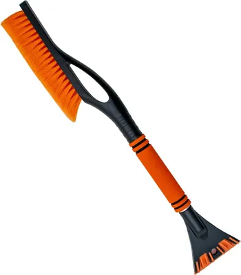Produktbild von Intirilife Multifunkitonaler 2-in-1 Eiskratzer Schneebürste in Orange - Schwarz - Zum einfachen und schnellen Entfernen von Frost und Schnee