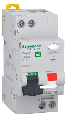 Immagine prodotto di Interruttore differenziale EZ9D, serie C, 16A, 1P+N, 30mA, 2M, 6kA, Easy 9 PRO