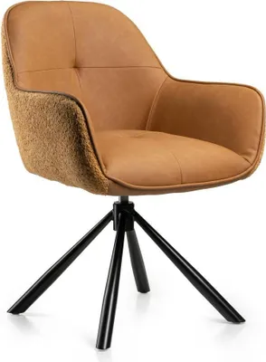 Zdjęcie produktu dla HowHomely | Krzesła do jadalni - Tokio - Pomarańczowe - Nowoczesny design z ergonomicznym komfortem - Krzesło tapicerowane - z funkcją automatycznego powrotu