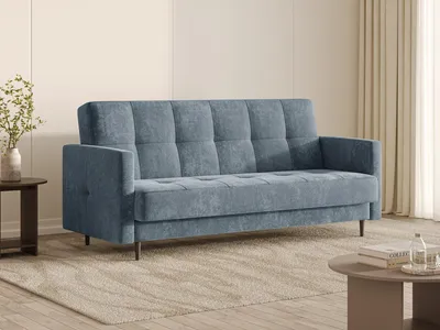 Produktbild von MOEBLO Schlafsofa Luma – Sofa mit Schlaffunktion und Bettkasten, Click-Clack Couch für Wohnzimmer, Polstersofa mit Metallfüßen 219x95x93 cm - Petrolblau (Vibe 73)