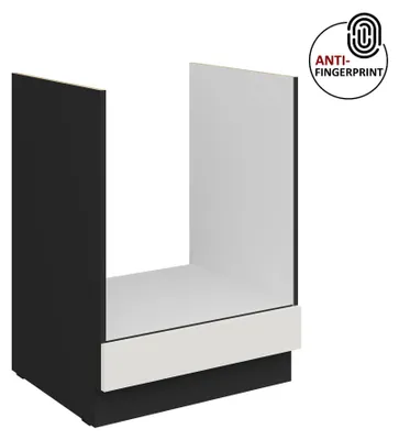 Produktbild von Küchen Herdunterschrank 60 cm Küche ARIA Weiss ultra matt + Schwarz matt, hochwertige Fronten mit Anti Fingerprint Beschichtung Küchenzeile Küchenblock