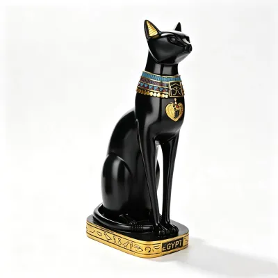 Bastet Katzen-Göttin Statue aus Harz, ägyptische Dekofigur (M)