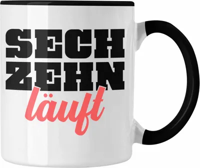 Produktbild von Trendation - 16. Geburtstag Tasse Geschenk Mädchen Jungen Geschenkidee Lustig Spruch 16 Geschenke Geschenkideen zum 16 Bday 16er Witz Sprüche (Schwarz)