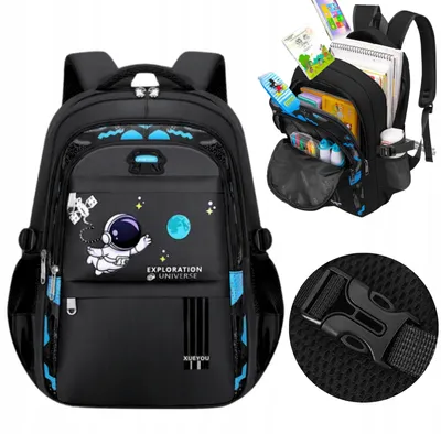 Produktbild von Schulrucksack Grundschule Schwarz - Wasserdicht Schultasche - 1-3 Klasse Reflektoren
