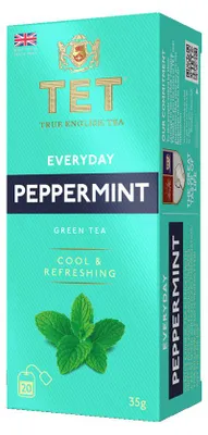 Image de Thé vert True English Tea Everyday à la menthe poivrée, 20 sachets