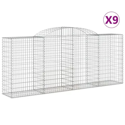 Produktbild von Gabionen mit Hochbogen 9 Stk. 300x50x120/140cm Verzinktes Eisen