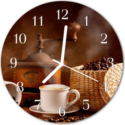 Produktbild von Glasuhr Wanduhr Küchenuhr Echt-Glas 30fi cm Kaffee Tasse braun