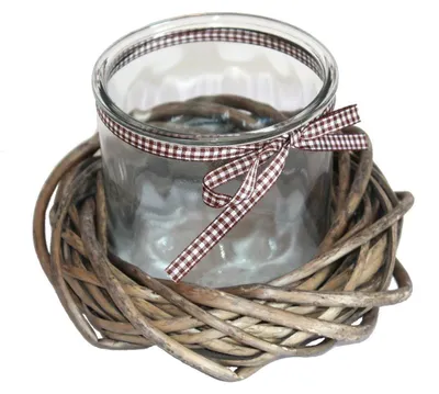 Produktbild von 002 Windlicht aus Glas mit Weidenkranz natur M