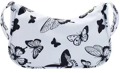 Image de Petit sac bandoulière pour femmes, motif papillons, dimensions : 23 x 23 x 13 cm, poids : environ 200 g