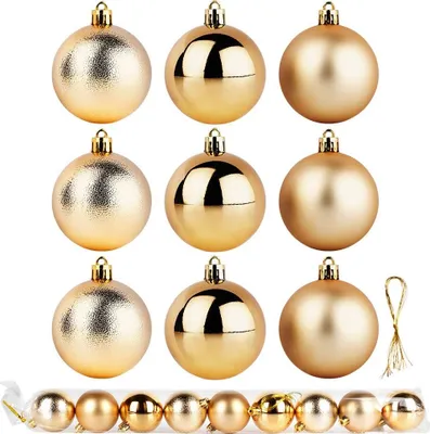 Produktbild von Vilde | Christbaumkugeln - 9er Set - Bruchfest - Kunststoff - Weihnachtskugeln Gold 6cm