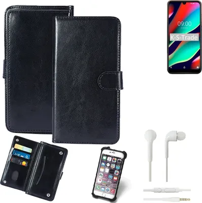 Produktbild von K-S-Trade 360° Hülle kompatibel mit Wiko View 3 inkl. Headphones schwarz Kunstleder Case BookCase WalletCase Kunstlederederhülle Handyhülle,