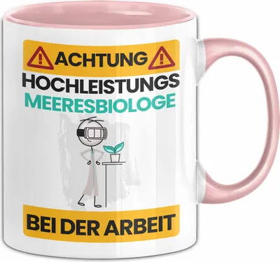 Produktbild von Meeresbiologe Tasse Geschenk Lustiger Spruch Geschenkidee für Meeresbiologe Achtung Hochleistungs Meeresbiologe Bei Der Arbeit (Rosa)