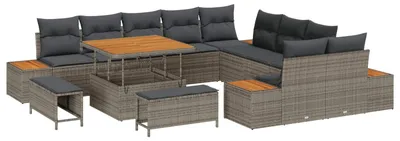 Immagine prodotto di Set divano da giardino vidaXL con cuscini, 13 pezzi, grigio