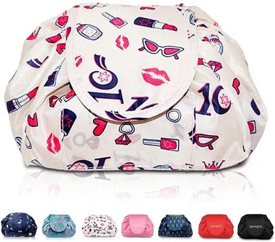 Immagine prodotto di Borsa da trucco capiente con manico, da viaggio, per il trucco, da donna, rosa, 20 cm