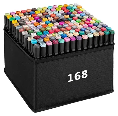 Produktbild von Set von 168 doppelseitigen Alkoholmarkern mit Etui für Künstler