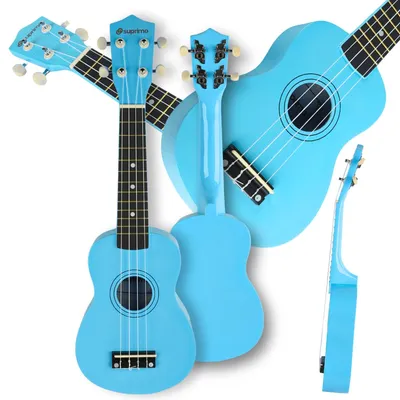 Imagen del producto de SUPRIMO UK21 LB, ukelele soprano de 21 pulgadas, color azul, de madera, ideal para niños que están aprendiendo a tocar