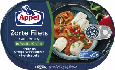 Immagine prodotto di Filetti di aringa Appel in crema con paprika salata 200g