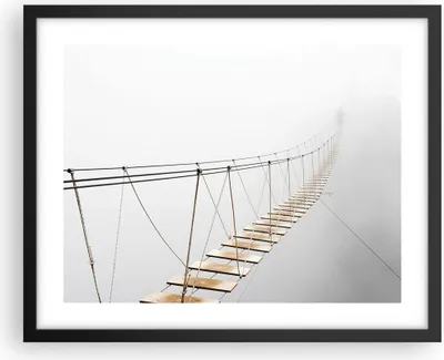 Produktbild von Gerahmtes Poster - Schwarzer Rahmen - Brücke ausgesetzt Nebel - 50x40 cm - Wand Bild - Wanddeko - Wandbilder - Kunstposter - Wandposter - Bilderrahmen - Bilder - Kunstdruck - P2BAA50x40-5018