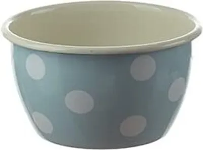 Produktbild von Münder Email - Salatschüssel, Schüssel, Schälchen - Ø: 14 cm - Farbe: Hellblau mit weißen Tupfen