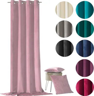 Produktbild von heimtexland ® Velour Samt Vorhang Kissenhülle Deko Kissen Gardine Typ641 Ösenschal HxB 245x135 cm Altrosa