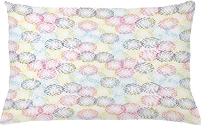 Produktbild von ABAKUHAUS Geometrisch Kissenbezug, Illustration of Modern Art-Muster mit Runden in Pointillismus Stil, 65 x 40 cm, Weiß und Mehrfarbig