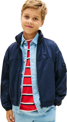 Produktbild von Tommy Hilfiger Kinder Uni Windbreaker Jacke mit Stehkragen, Blau (Dark Night