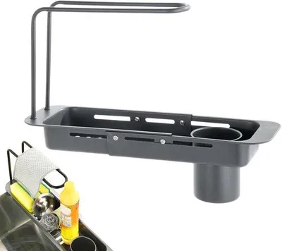 Produktbild von Drogeriehalter mit Abstellfläche | Raumsparende Spülbeckenablage | Winkel Aufbewahrungsorganizer | Trockenhalter für das Anrecht, das Trocknen und die Küchenorganisation