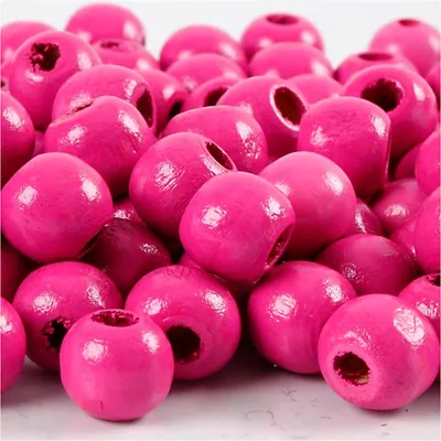 Produktbild von Holzperlen, Pink, D 12 mm, Lochgröße 3 mm, 22 g/ 1 Pck, 40 Stck. [HOB-570416]