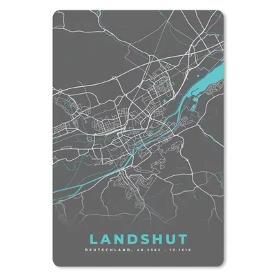 Produktbild von MuchoWow® Mauspad Mousepad Deutschland - Blau - Landshut - Stadtplan - Karte 40x60 cm - Mousepads - Maus Mat - Pad - Mausunterlage - Schreibtisch Accesoire