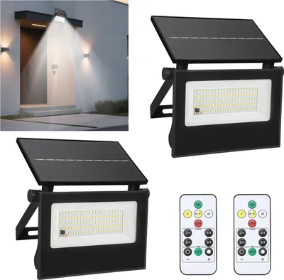 Image de Lot de 6 appliques solaires Peviasot pour l'extérieur avec détecteur de mouvement à radar, lampe solaire LED IP65 avec télécommande, blanc chaud/blanc froid, éclairage à 270°, pour le jardin, la terrasse, le garage et l'allée