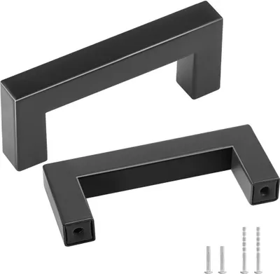 Immagine prodotto di set di 10 maniglie per mobili in acciaio inox 88x12x35 mm - Interasse fori 76 mm - Per piani di armadi da 1,52 a 2 cm o da 1,27 a 4 cm - Maniglie per porte e cassetti