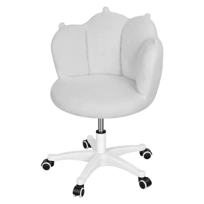 Produktbild von Drehbarer Schminkhocker mit Katzenpfoten-Rückenlehne, höhenverstellbar und um 360 Grad drehbar, armloser Ankleidehocker, weiche Polsterung für Make-up, Nagelstudio und Schlafzimmer, Tragkraft: 113 kg