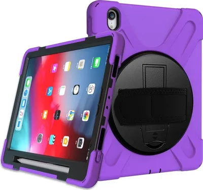 Produktbild von Mobigear SureGrip XGuard iPad Air 11 Zoll (2025) Hülle Kunststoff,Silikon Backcover + Stifthalter + Schulterträger + Ständer - Lila