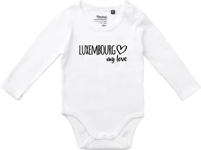 Produktbild von Huuraa Baby Body Luxembourg my love 80 White  Baumwolle Fairtrade Langarmbody Geschenkidee