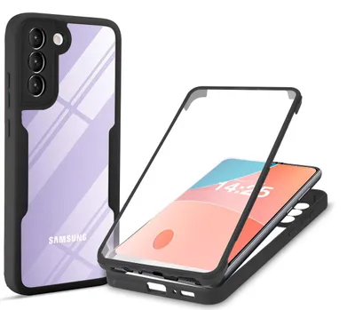 Produktbild von 360 Grad Rundum Schutz Handyhülle für Samsung Galaxy S21 5G Full Cover Vollschutz Case Farbe: Schwarz