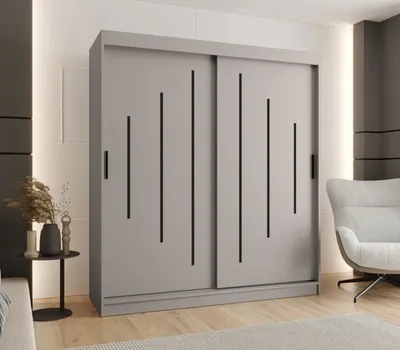 Obrázok produktu pre Šatníková skriňa 180 cm CASANDRA s posuvnými dverami - kašmír / čierna