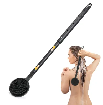 Produktbild von Ausziehbare Rückenbürste mit langem Griff, 58,5 cm Rückenbürste zur Anwendung unter der Dusche, doppelseitige Duschbürste zum Schrubben und Massieren