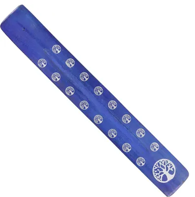 Produktbild von Räucherstäbchenhalter aus Holz - 1 Stück - bedruckt - Lebensbaum blau