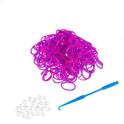 Produktbild von Mucola Loom Bänder Pink zweifarbig pink/lila 200 Stück – DIY Gummibänder für Armbänder, kompatibel mit allen Loom-Boards, reißfest & elastisch, Bastelspaß für Kinder & Erwachsene