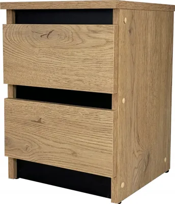 Obrázok produktu pre Nočný stolík - 28x30 cm - čierny dub - 2 zásuvky - matný - stabilný - jednoduchá montáž
