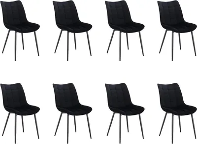 Produktbild von WOLTU 8er Set Küchenstuhl, Sitzfläche aus Samt, Metallbeine, Schwarz